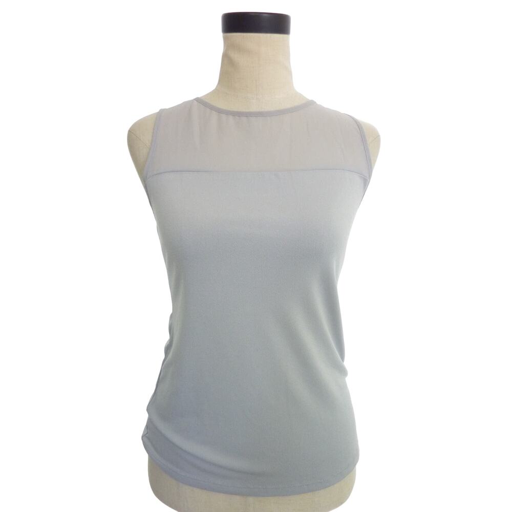 Banana Republic Pale Gray Blouse Chiffon Sheer XS Sheer Yoke Top Sleeveless Tank